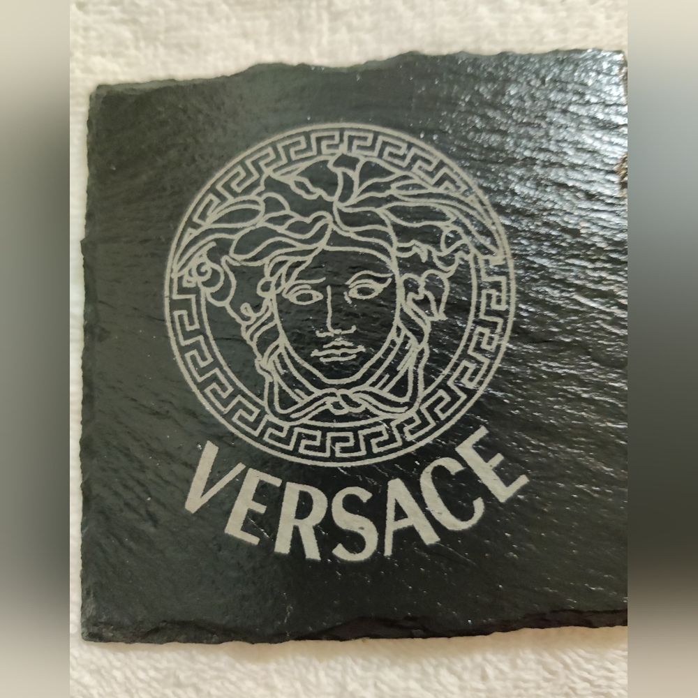 slate coaster logo versace